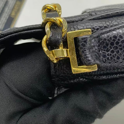 Chanel Vertical Mini Chevron Quilted Black Caviar Leather Crossbody Bag