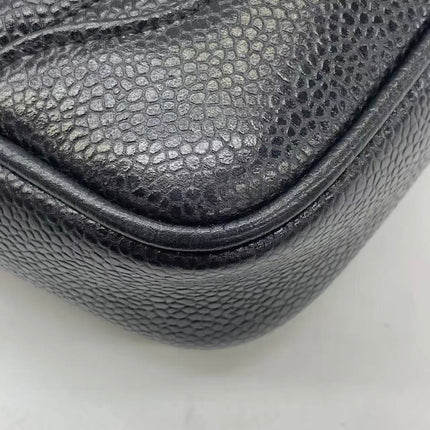 Chanel Vertical Mini Chevron Quilted Black Caviar Leather Crossbody Bag