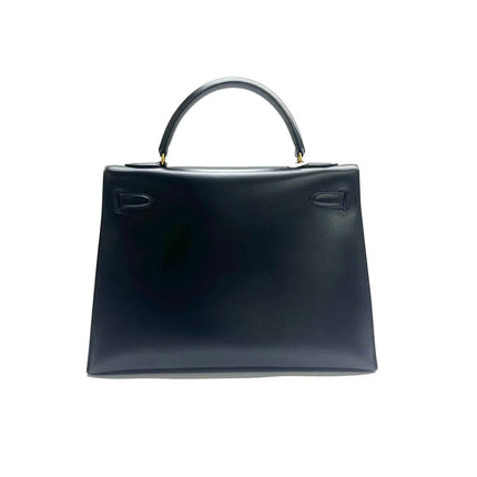 Hermes Kelly 32 Sellier Black Box Leather Gold HW 1989