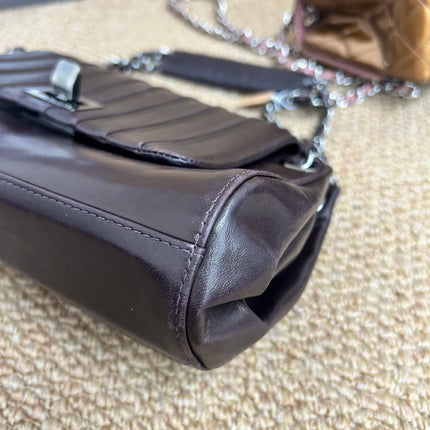 Chanel Vertical Quilted Small Accordion Flap Bag Dark Brown