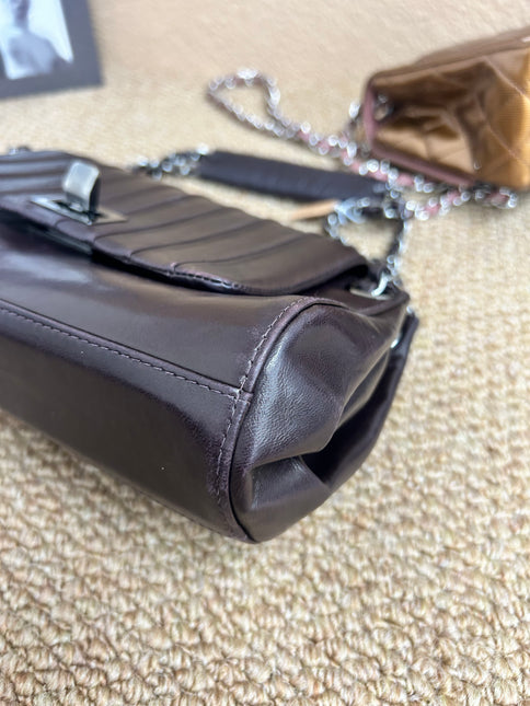 Chanel Vertical Quilted Small Accordion Flap Bag Dark Brown