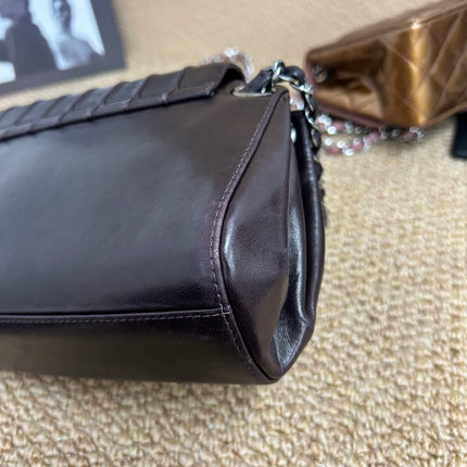 Chanel Vertical Quilted Small Accordion Flap Bag Dark Brown