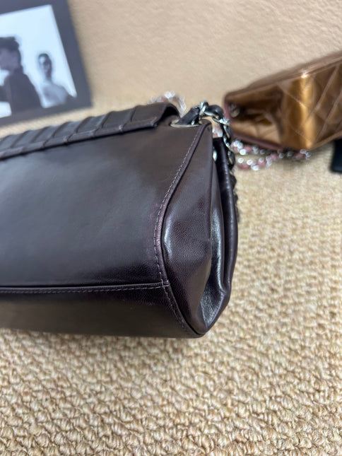 Chanel Vertical Quilted Small Accordion Flap Bag Dark Brown