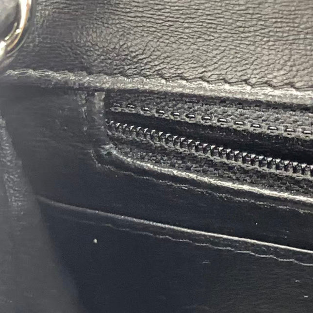 Chanel Classic Flap Mini Square Chevron Stitching Black Lambskin Silver Hardware Crossbody Bag