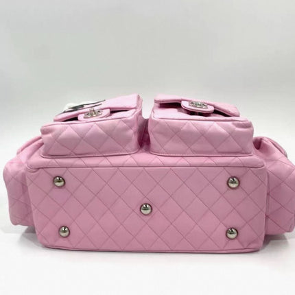 Chanel Cambon Large Pink Calfskin Leather Double Strap Handbag