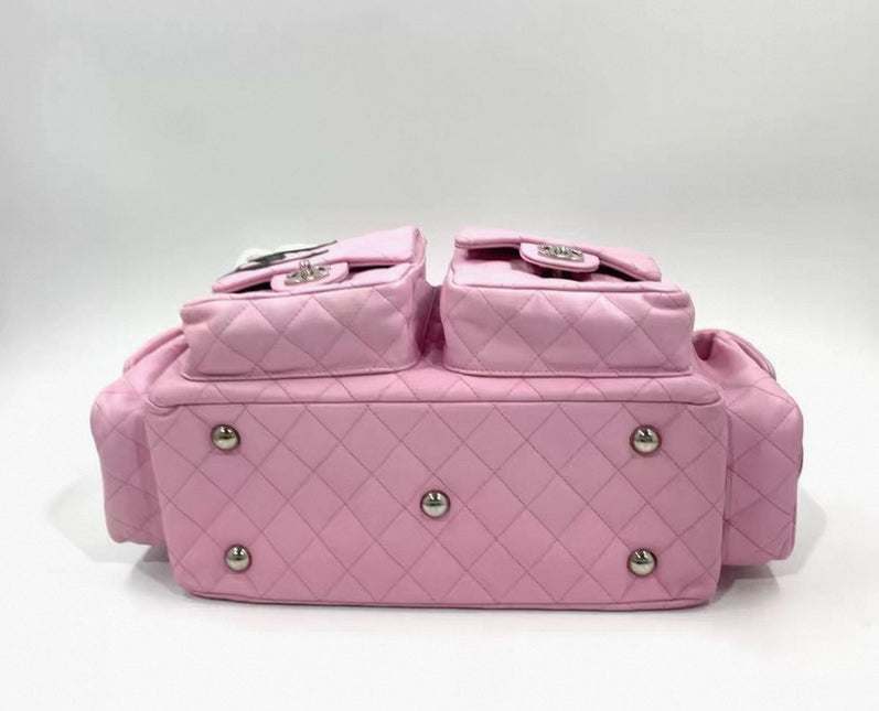 Chanel Cambon Large Pink Calfskin Leather Double Strap Handbag