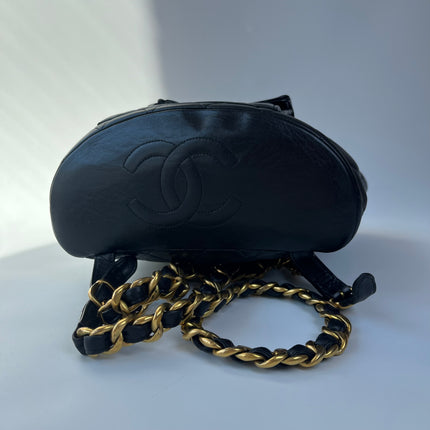 Chanel Vintage 1994-1996 Duma Backpack Black Lambskin Leather Gold Hardware