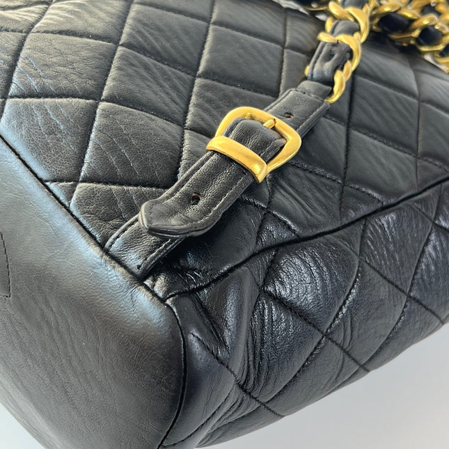 Chanel Vintage 1994-1996 Duma Backpack Black Lambskin Leather Gold Hardware