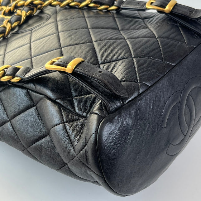 Chanel Vintage 1994-1996 Duma Backpack Black Lambskin Leather Gold Hardware