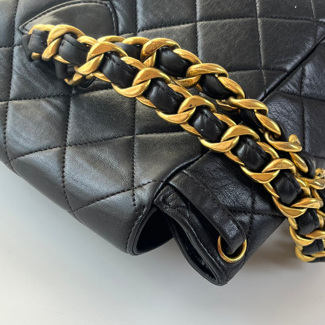 Chanel Vintage 1994-1996 Duma Backpack Black Lambskin Leather Gold Hardware