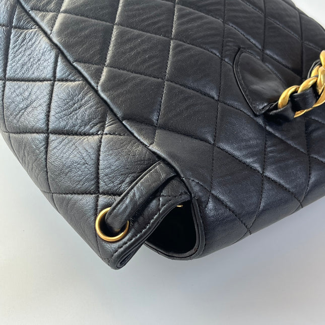 Chanel Vintage 1994-1996 Duma Backpack Black Lambskin Leather Gold Hardware