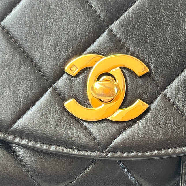 Chanel Vintage 1994-1996 Duma Backpack Black Lambskin Leather Gold Hardware