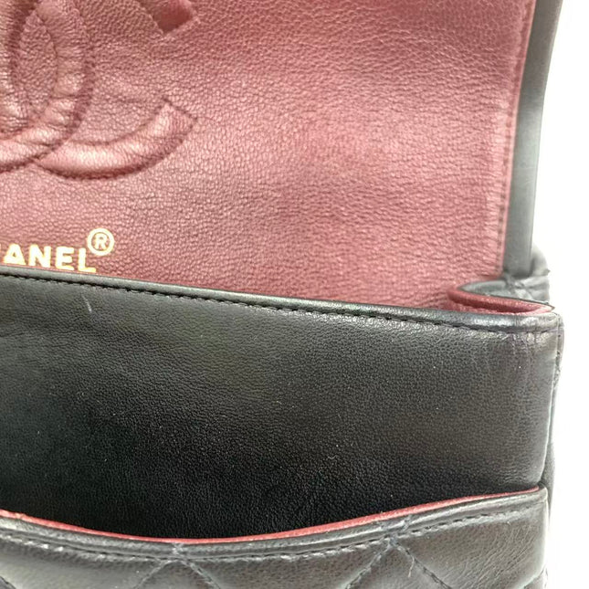 Chanel Classic Flap Medium Vintage Black Lambskin Leather 24k Gold Hardware 1994-1996