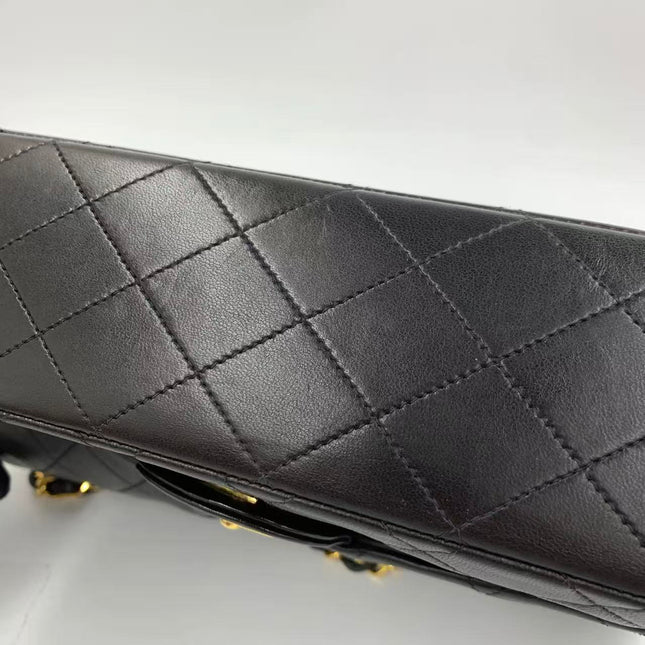 Chanel Classic Flap Medium Vintage Black Lambskin Leather 24k Gold Hardware 1994-1996