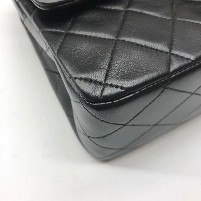 Chanel Classic Flap Medium Vintage Black Lambskin Leather 24k Gold Hardware 1994-1996