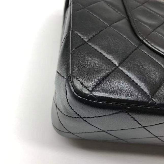 Chanel Classic Flap Medium Vintage Black Lambskin Leather 24k Gold Hardware 1994-1996
