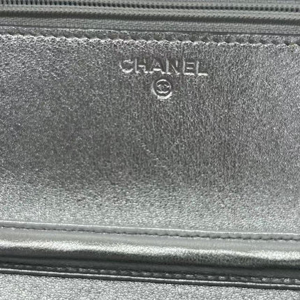 Chanel Wallet on Chain Silver Iridescent Lizard-skin Effect Embossed Leather