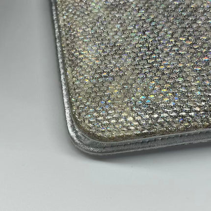 Chanel Wallet on Chain Silver Iridescent Lizard-skin Effect Embossed Leather