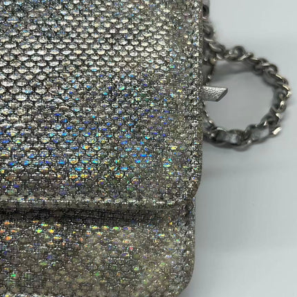 Chanel Wallet on Chain Silver Iridescent Lizard-skin Effect Embossed Leather