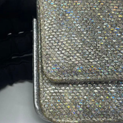Chanel Wallet on Chain Silver Iridescent Lizard-skin Effect Embossed Leather
