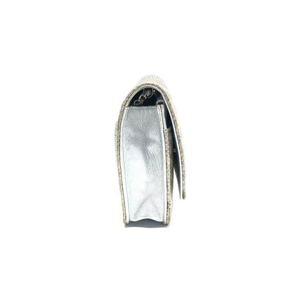Chanel Wallet on Chain Silver Iridescent Lizard-skin Effect Embossed Leather