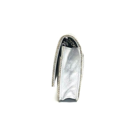 Chanel Wallet on Chain Silver Iridescent Lizard-skin Effect Embossed Leather