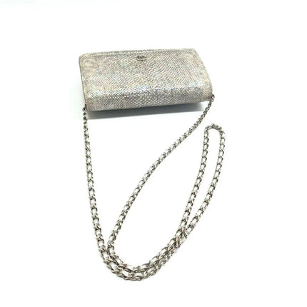 Chanel Wallet on Chain Silver Iridescent Lizard-skin Effect Embossed Leather