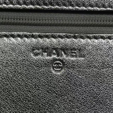 Chanel Wallet on Chain Silver Iridescent Lizard-skin Effect Embossed Leather