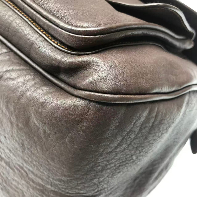 Dior Vintage Gaucho Large Dark Brown Leather Shoulder Bag
