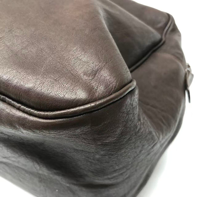 Dior Vintage Gaucho Large Dark Brown Leather Shoulder Bag