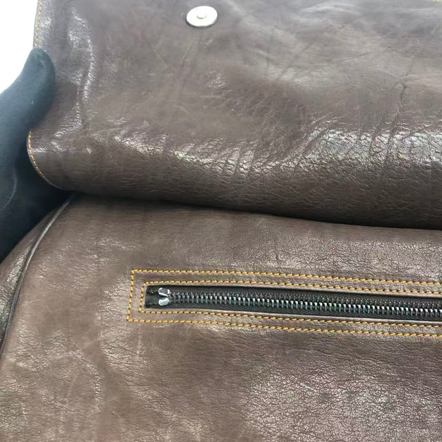 Dior Vintage Gaucho Large Dark Brown Leather Shoulder Bag
