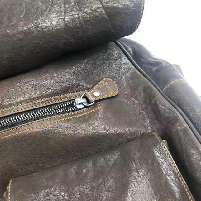 Dior Vintage Gaucho Large Dark Brown Leather Shoulder Bag