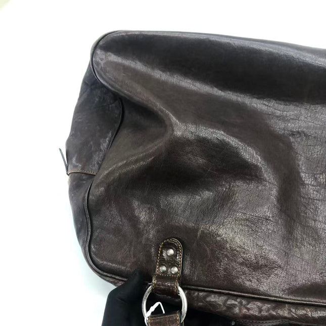 Dior Vintage Gaucho Large Dark Brown Leather Shoulder Bag