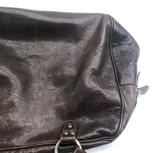 Dior Vintage Gaucho Large Dark Brown Leather Shoulder Bag
