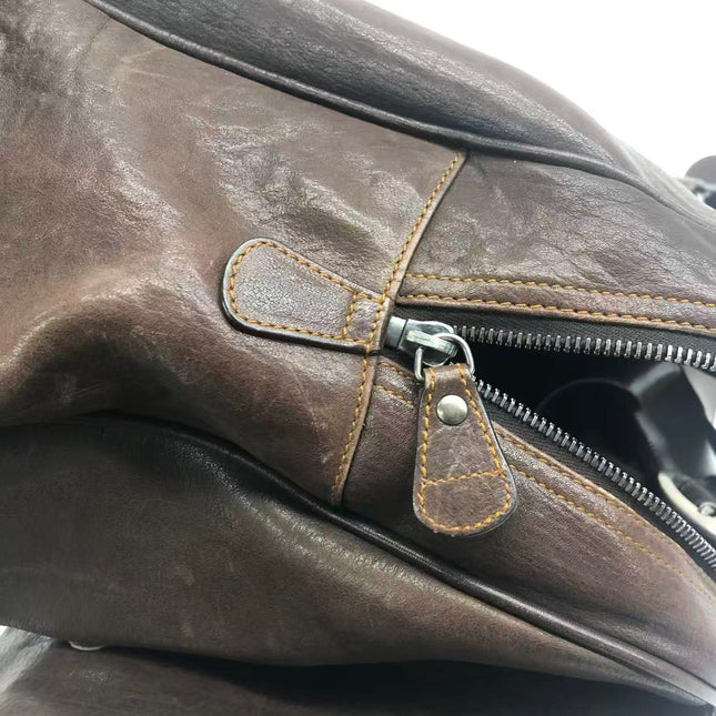 Dior Vintage Gaucho Large Dark Brown Leather Shoulder Bag