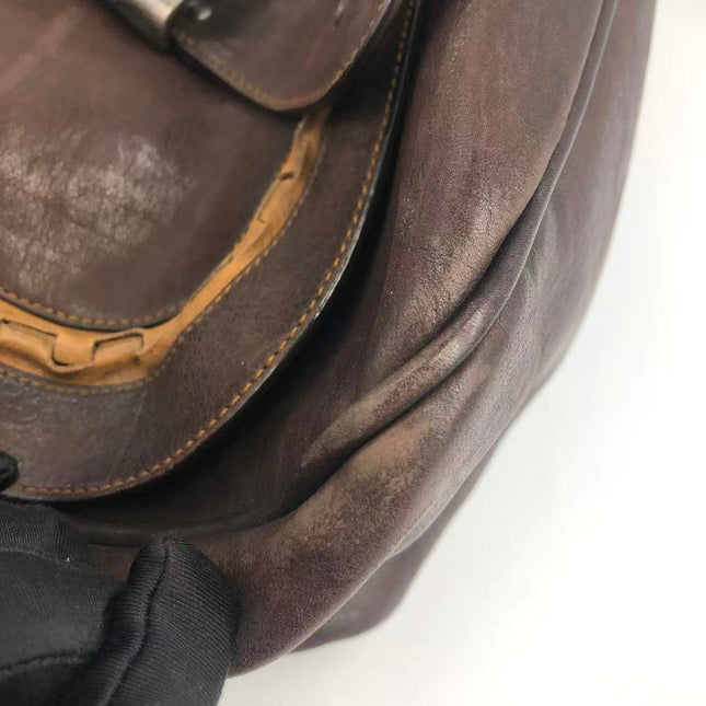 Dior Vintage Gaucho Large Dark Brown Leather Shoulder Bag