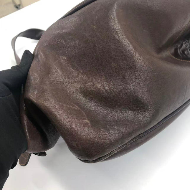 Dior Vintage Gaucho Large Dark Brown Leather Shoulder Bag