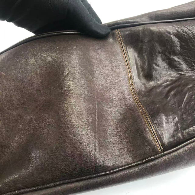 Dior Vintage Gaucho Large Dark Brown Leather Shoulder Bag