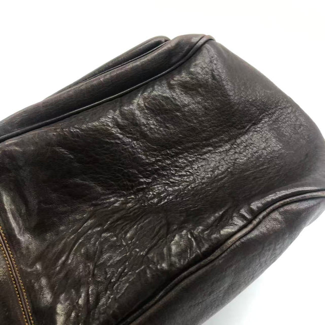 Dior Vintage Gaucho Large Dark Brown Leather Shoulder Bag