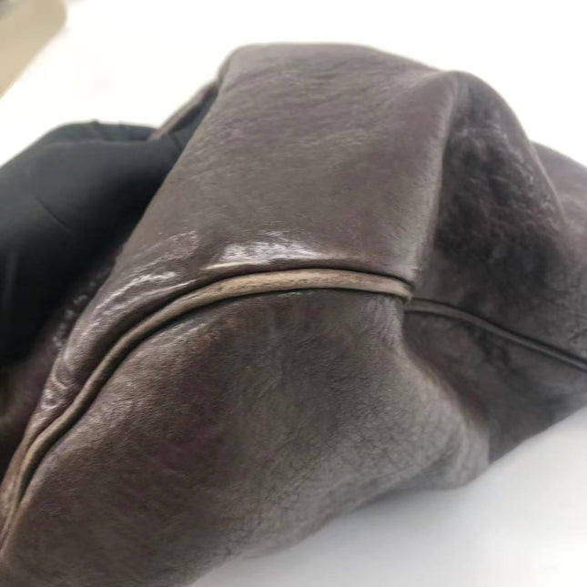Dior Vintage Gaucho Large Dark Brown Leather Shoulder Bag