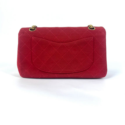Chanel Classic Flap Small Red Fabric Double Flap Vintage 24k Gold Hardware Shoulder Bag