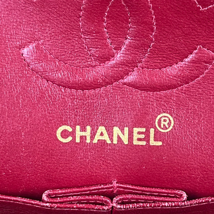 Chanel Classic Flap Small Red Fabric Double Flap Vintage 24k Gold Hardware Shoulder Bag