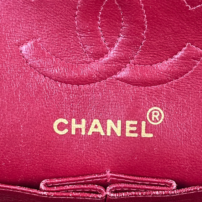 Chanel Classic Flap Small Red Fabric Double Flap Vintage 24k Gold Hardware Shoulder Bag