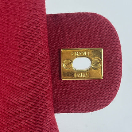 Chanel Classic Flap Small Red Fabric Double Flap Vintage 24k Gold Hardware Shoulder Bag