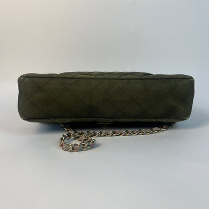 Sac Chanel Classic Flap en Toile Matelassée Verte Coco Cuba Breloques 2017