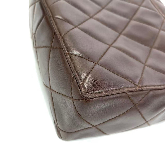 Chanel Vintage Mini Flap Crossbody Bag Brown Lambskin Leather, 1991-1994