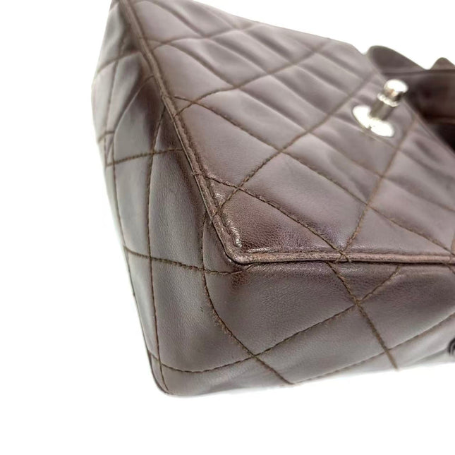 Chanel Vintage Mini Flap Crossbody Bag Brown Lambskin Leather, 1991-1994