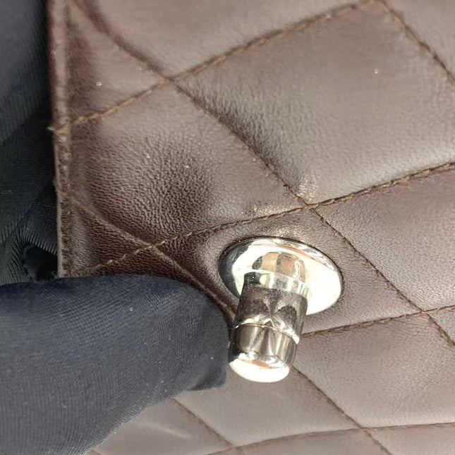 Chanel Vintage Mini Flap Crossbody Bag Brown Lambskin Leather, 1991-1994