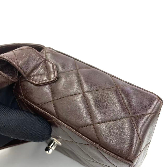 Chanel Vintage Mini Flap Crossbody Bag Brown Lambskin Leather, 1991-1994