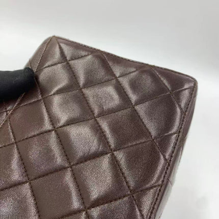 Sac bandoulière Chanel Vintage à rabat en cuir d'agneau jaune, 1991-1994
